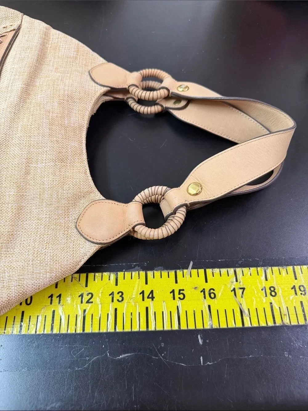 Beige Macramé Hobo Bag with Braided Ring Handles